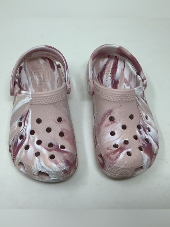 CROCS Other - Crocs Kids Pink and White Classic Marbled Clogs